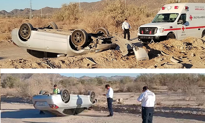 Resulta automovilista herido al volcarse en la colonia Puerta del Rey