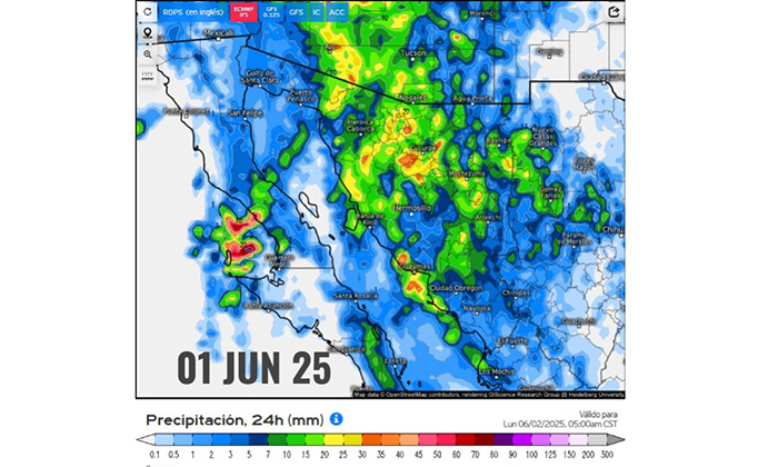 Se mantiene pronóstico de lluvia para hoy en gran parte de territorio sonorense