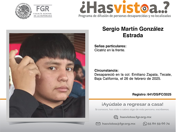 ¿Has visto a: Sergio Martín González Estrada?