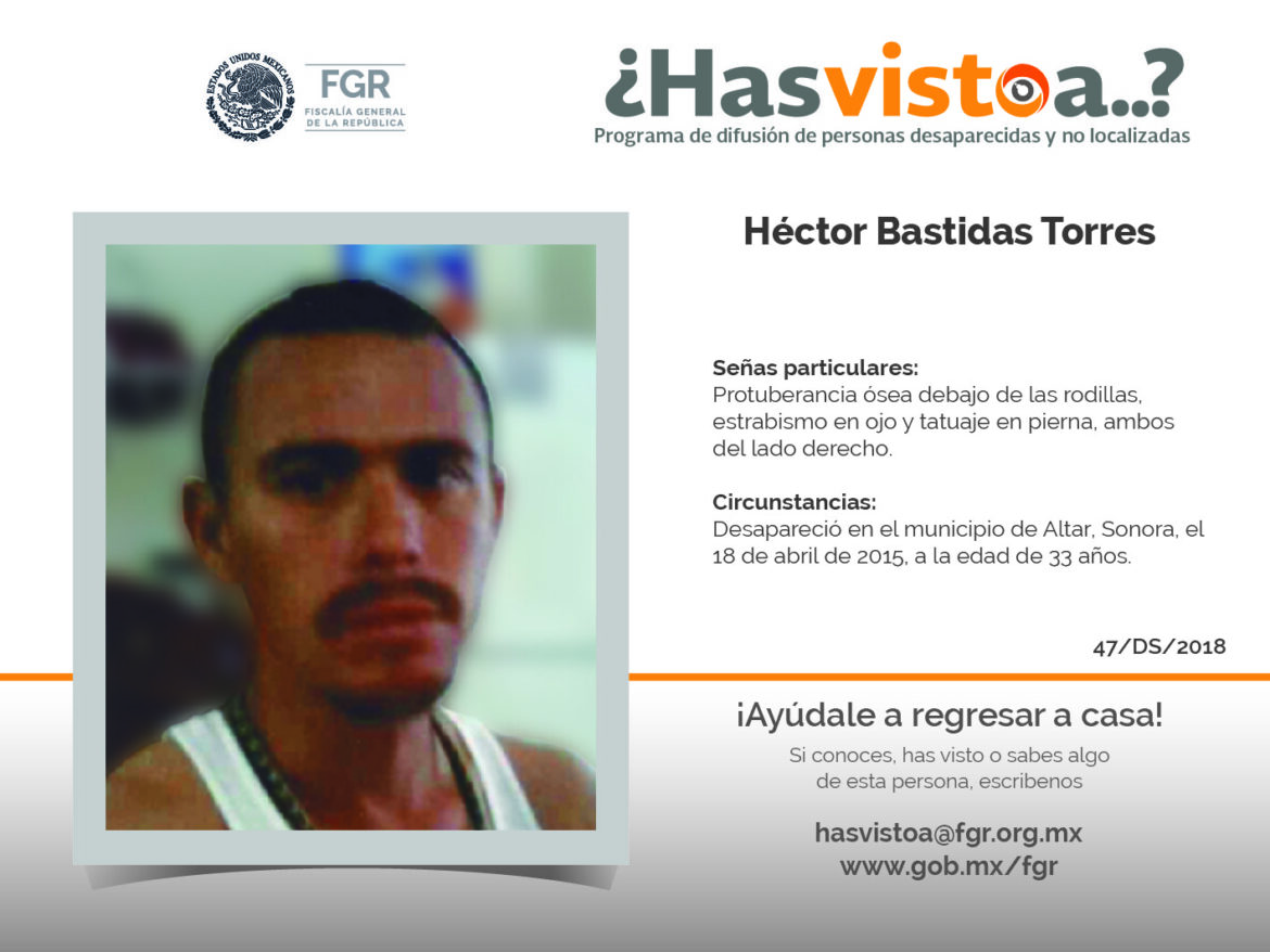 ¿Has visto a: Héctor Bastidas Torres?