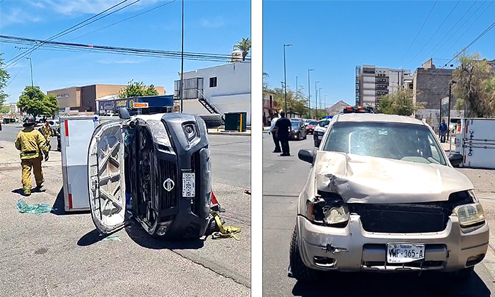 Choque volcamiento deja un herido en el Centro de la ciudad