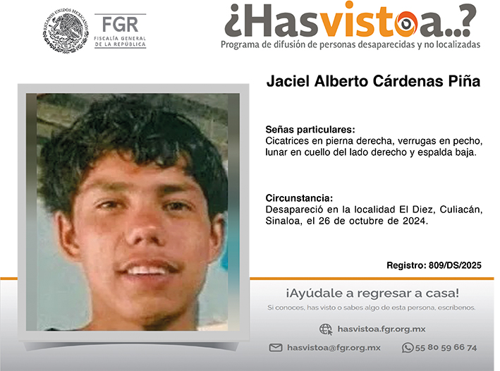 ¿Has visto a: Jaciel Alberto Cárdenas Piña ?