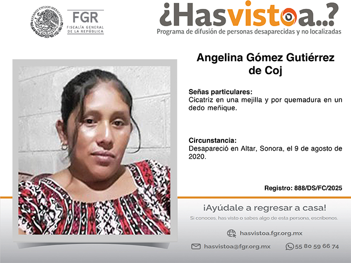 ¿Has visto a: Angelina Gómez Gutiérrez?