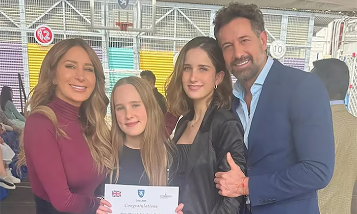 Celebran Geraldine Bazán y Gabriel Soto graduación de hija