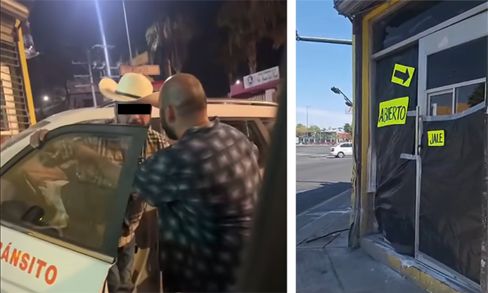 Roba ebrio una patrulla y choca contra comercio