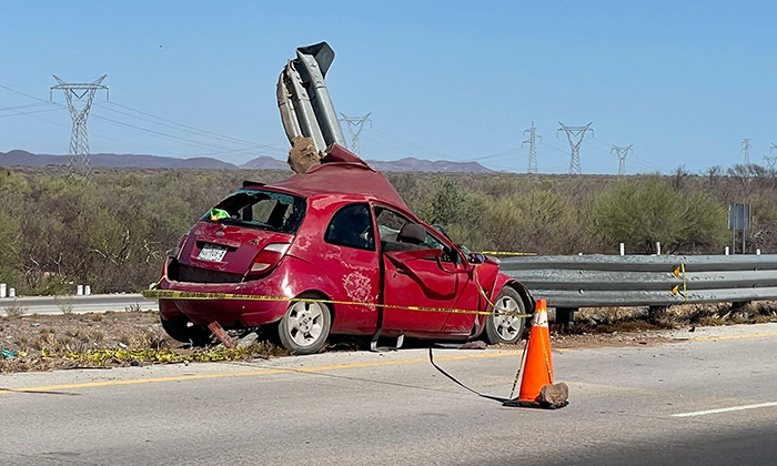 Muere conductor prensado tras choque al norte de Guaymas