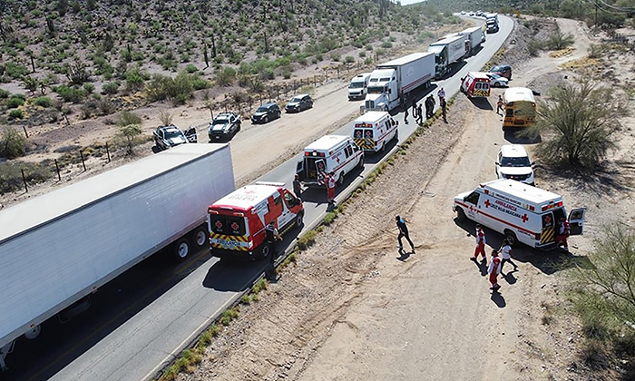 Deja choque a 14 jornaleros heridos en Caborca