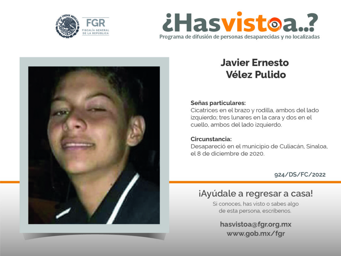 ¿Has visto a: Javier Ernesto Vélez Pulido?