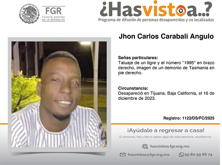 ¿Has visto a: Jhon Carlos Carabali Angulo?
