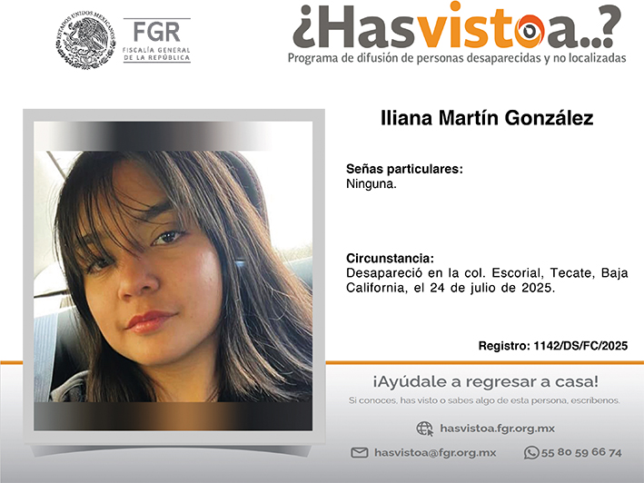 ¿Has visto a: Iliana Martín González?