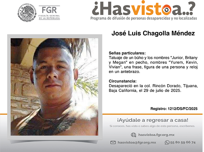 ¿Has visto a: José Luis Chagolla Méndez?