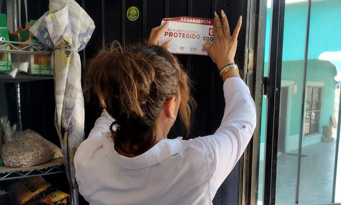 La Secretaría de Seguridad Pública coloca  botón de alerta en comercios de Molino de Camou