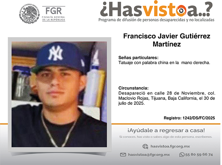 ¿Has visto a: Francisco Javier Gutiérrez Martínez?