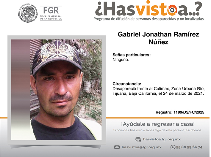 ¿Has visto a: Gabriel Jonathan Ramírez Núñez?