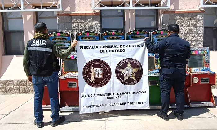 Aseguran 12 máquinas tragamonedas en la colonia Palo Verde Indeur