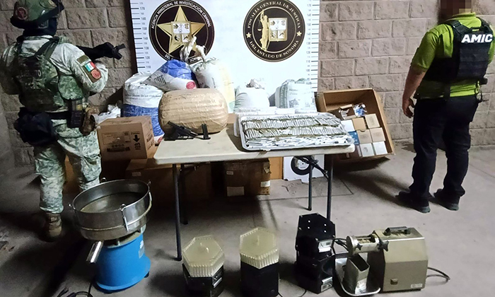 Aseguran droga, arma y equipo durante cateo en la colonia Jesús García