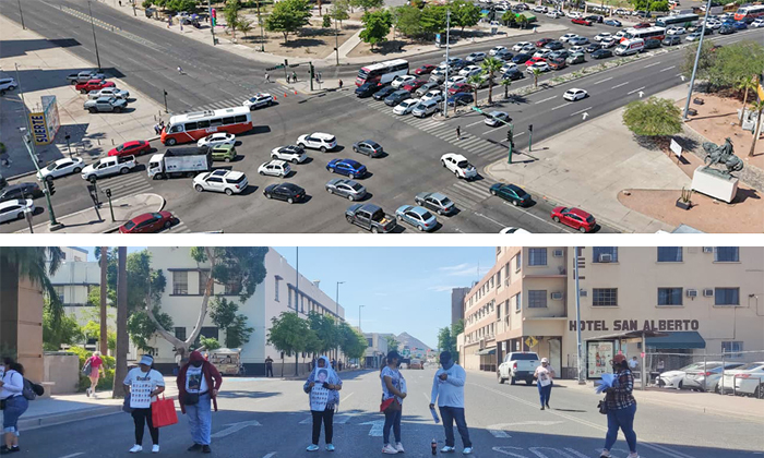 Colectivo de buscadoras colapsan tráfico en el Centro de Hermosillo
