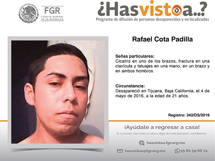 ¿Has visto a: Rafael Cota Padilla?