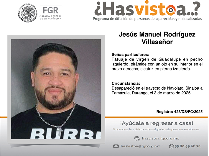 ¿Has visto a: Jesús Manuel Rodríguez Villaseñor?