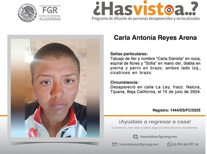 ¿Has visto a: Carla Antonia Reyes Arena?