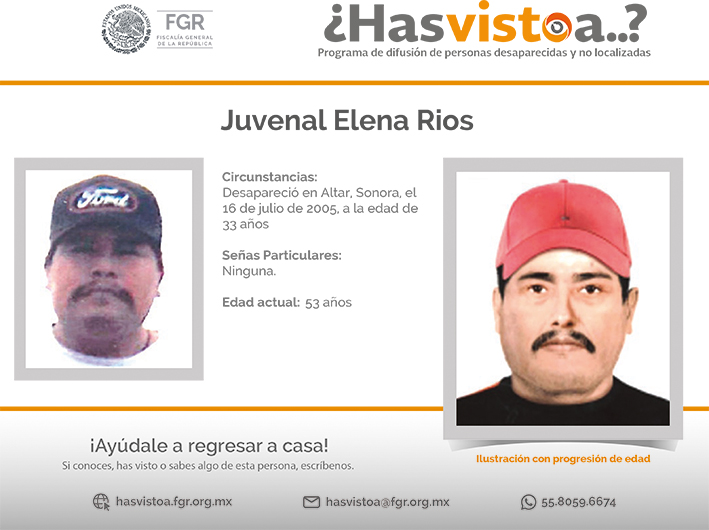 ¿Has visto a: Juvenal Elena Ríos?