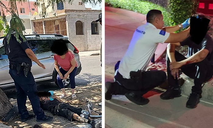 Auxilian policías a dos personas heridas en distintos hechos