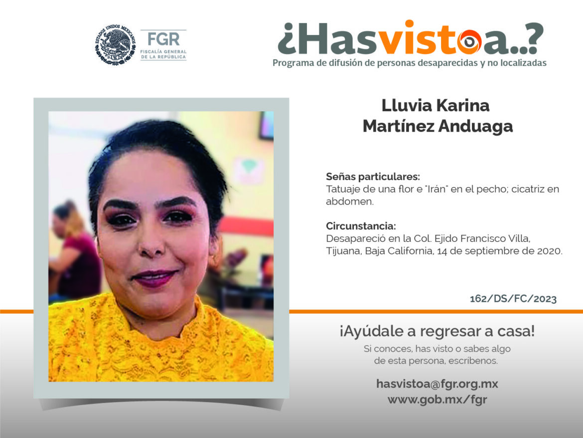 ¿Has visto a: Lluvia Karina Martínez Anduaga?