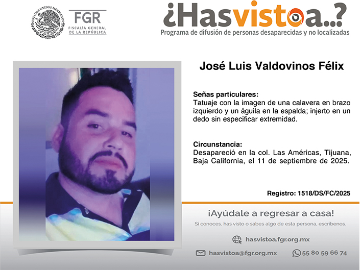 ¿Has visto a: José Luis Valdovinos Félix?