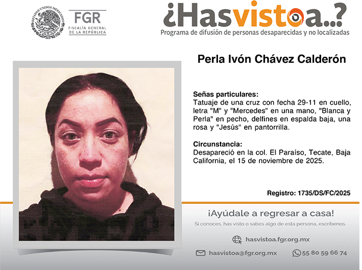 ¿Has visto a: Perla Ivón Chávez Calderón?