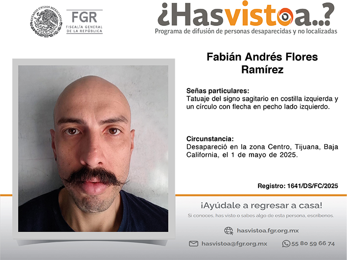 ¿Has visto a: Fabián Andrés Flores Ramírez?