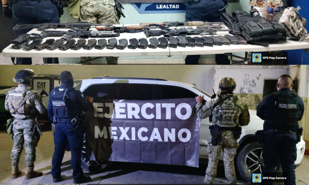 Abandonan camioneta con arsenal en Bácum