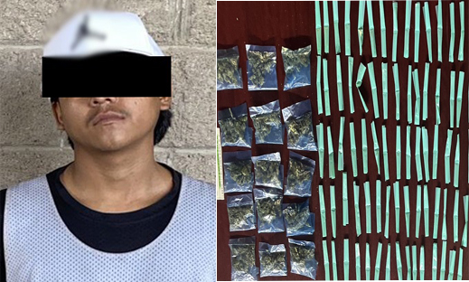 Agentes de la PESP arrestan a joven con más de 100 dosis de droga