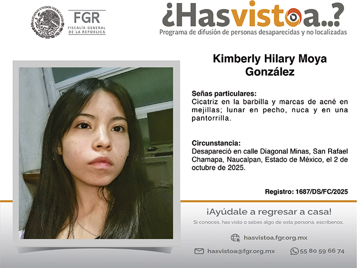 ¿Has visto a; Kimberly Hilary Moya González?