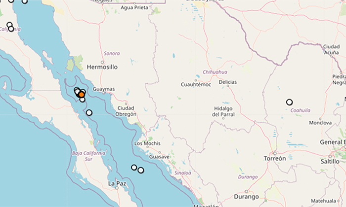 Reportan ocho sismos en Golfo de California durante este domingo