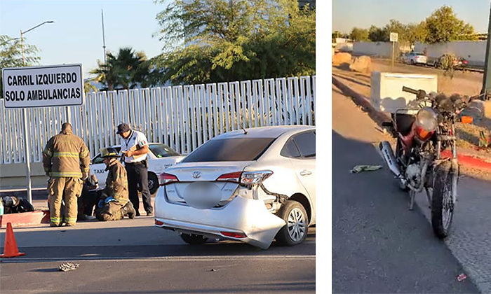 Resulta lesionado repartidor tras colisión con automóvil