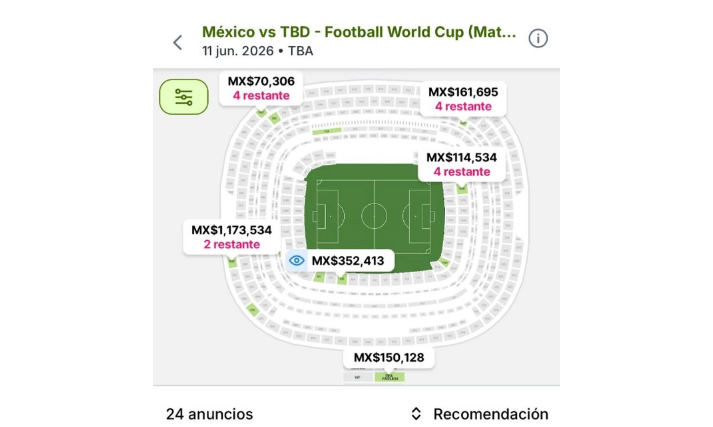 Boletos para el Mundial se cotizan hasta en un millón de pesos para juego en Guadalajara