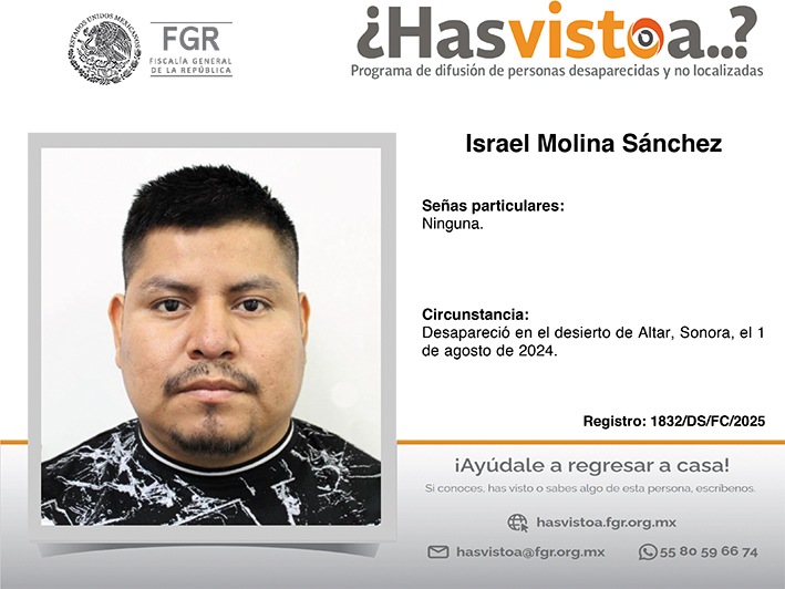 ¿Has visto a: Israel Molina Sánchez?
