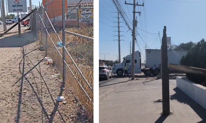 Arrastra tráiler cableado y tira tres postes en el norte de la ciudad