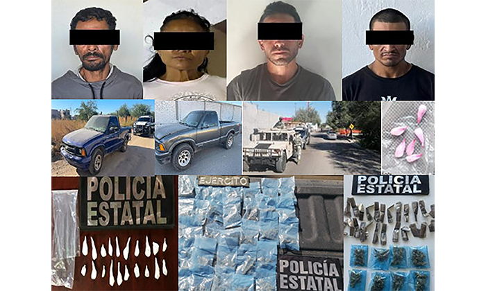 Arrestan a tres hombres y una mujer con droga en distintas colonias
