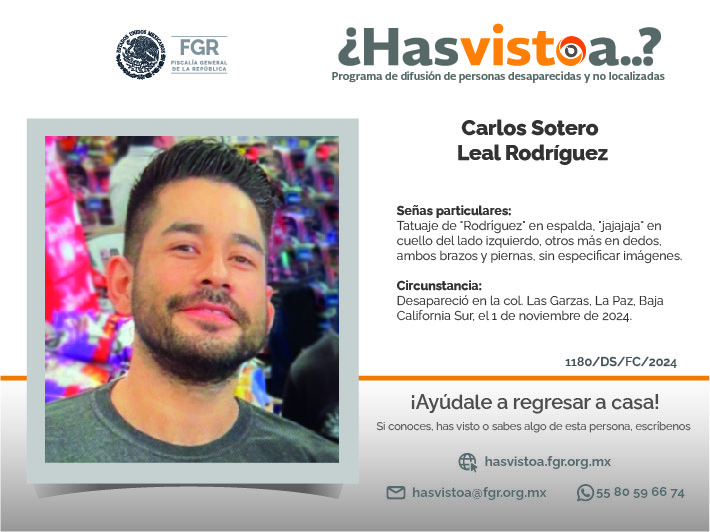 ¿Has visto a: Carlos Sotero Leal Rodríguez?