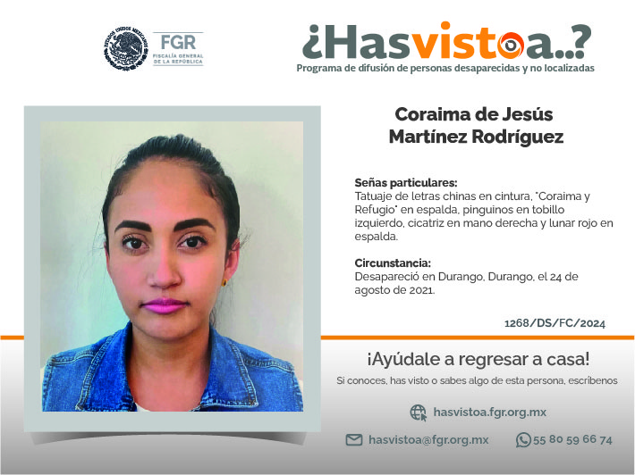 ¿Has visto a: Coraima de Jesús Martínez Rodríguez?