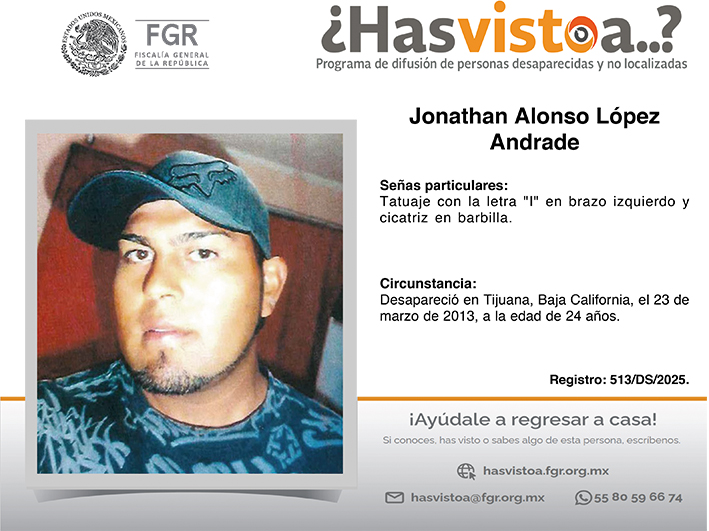 ¿Has visto a: Jonathan Alonso López Andrade?
