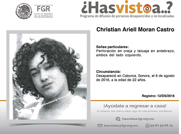 ¿Has visto a: Christian Ariell Moran Castro?