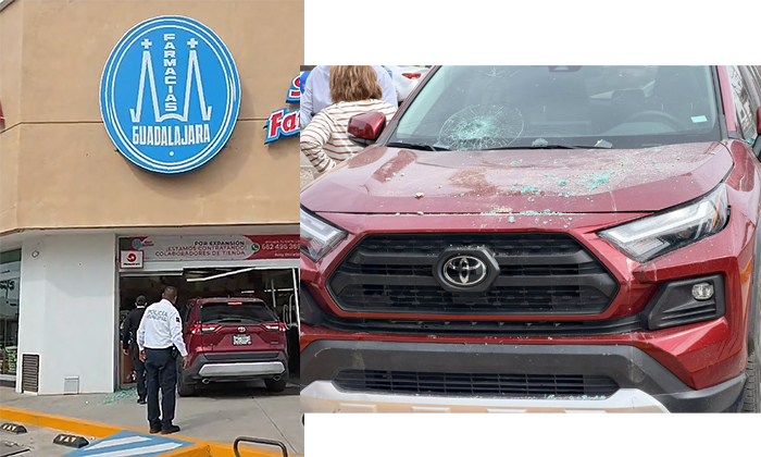 Se mete camioneta a farmacia en la colonia Montebello