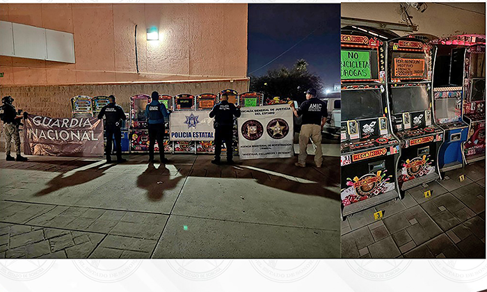 Aseguran 10 máquinas tragamonedas durante cateo coordinado