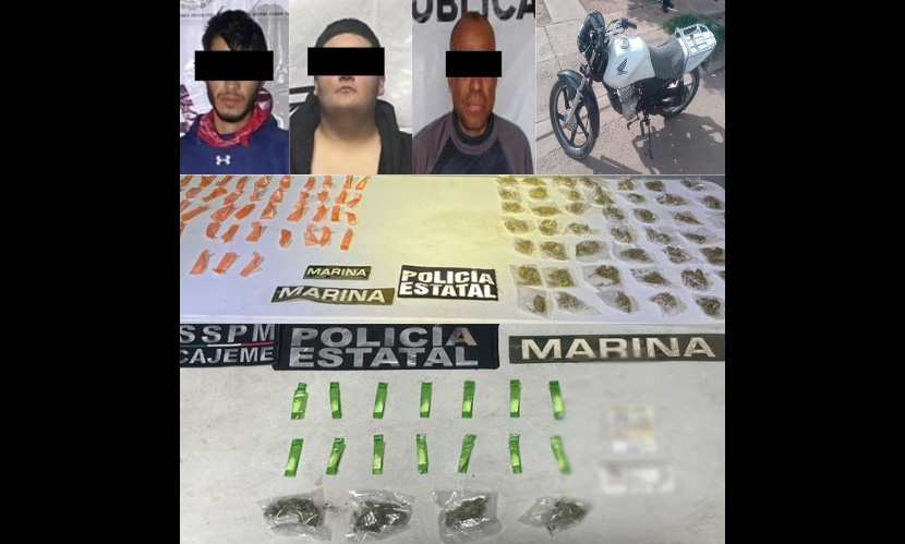 Recuperan motocicleta robada e incautan narcótico en Cajeme