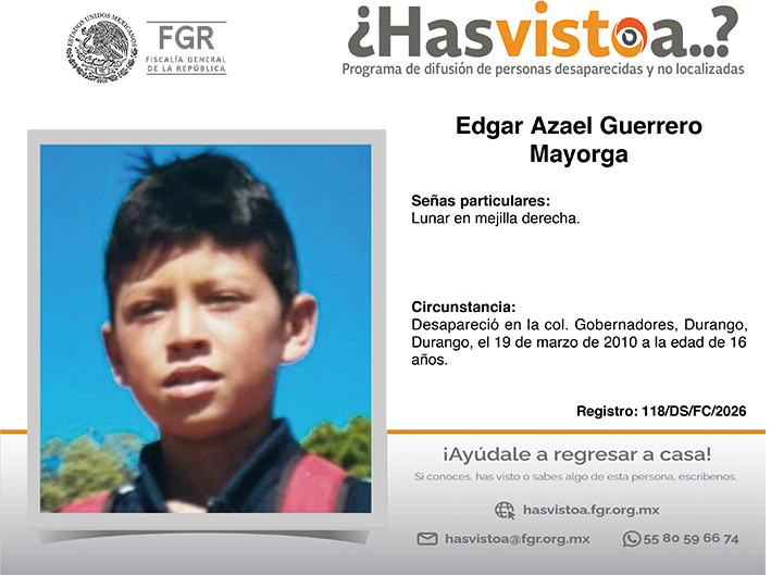 ¿Has visto a: Edgar Azael Guerrero Mayorga?