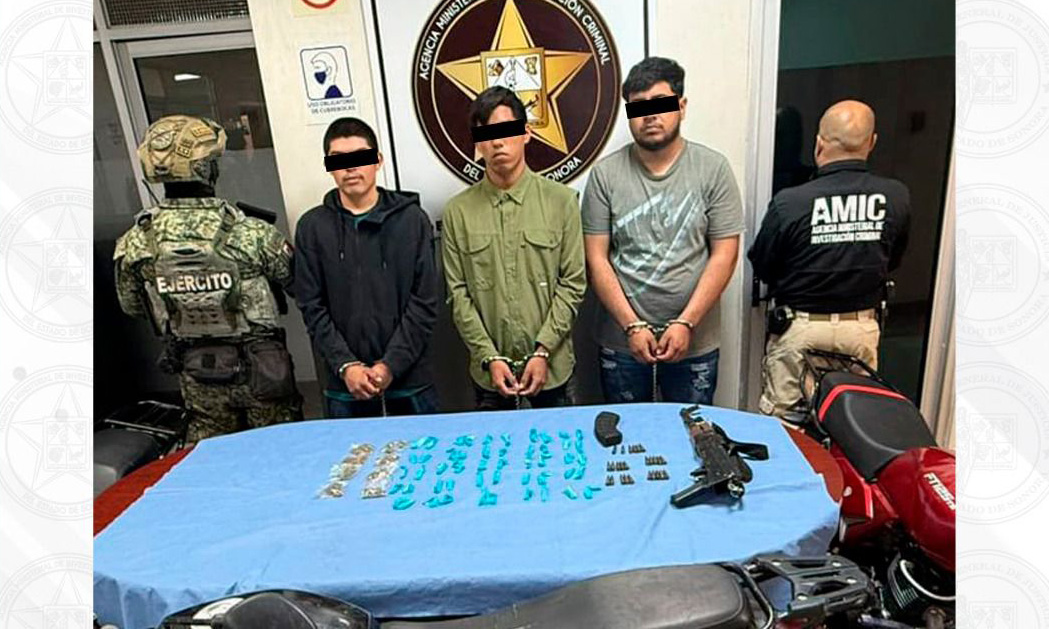 Capturan a tres sujetos armados y con droga en operativo conjunto