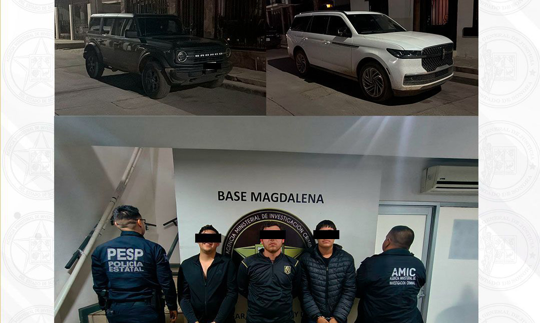 Detienen a hombres por robo de vehículos en Ímuris