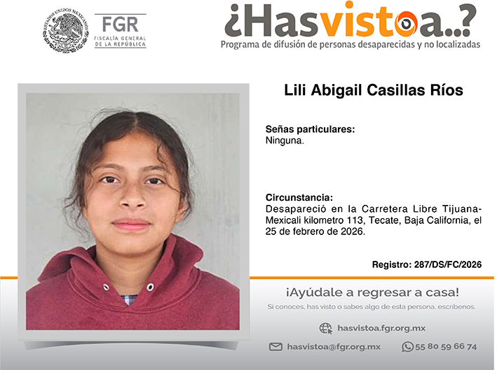 ¿Has visto a: Lili Abigail Casillas Ríos?